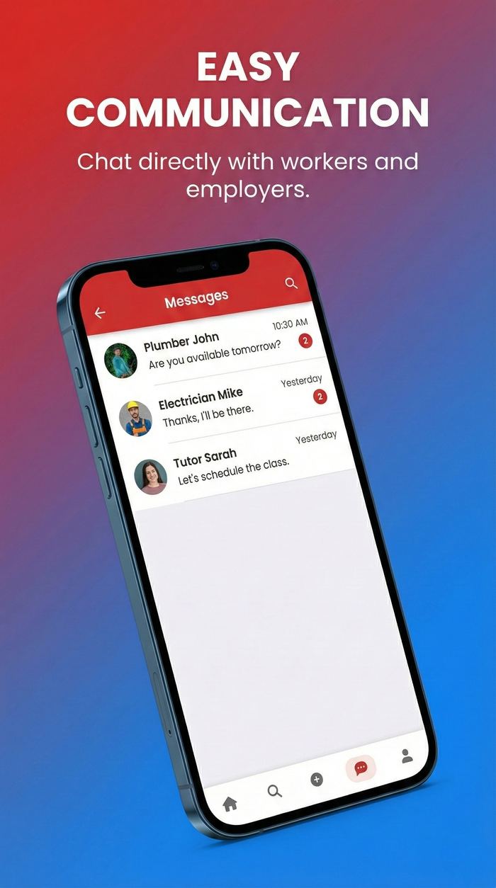 WorkerMeet in-app messaging screen